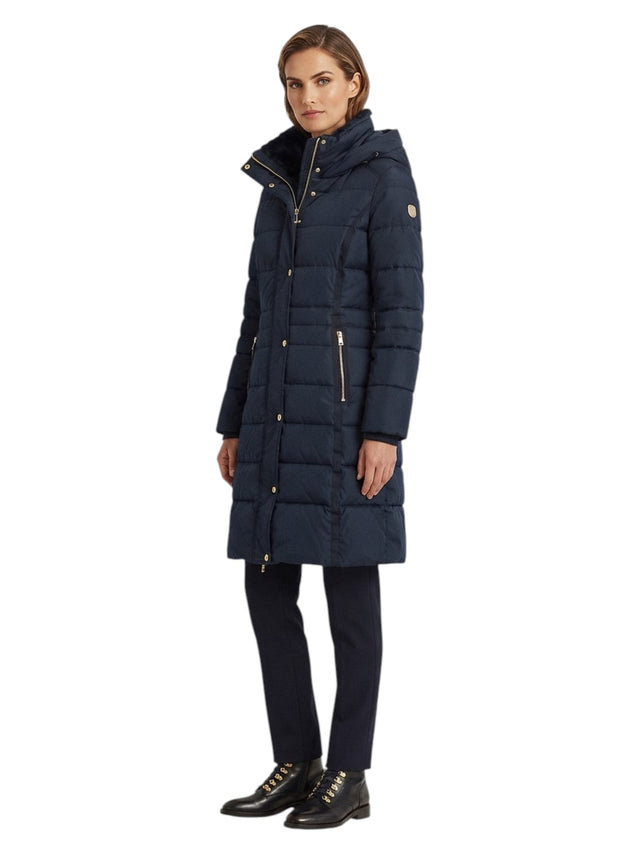 Image for Women's Textured Puffer Coat,Navy Blue