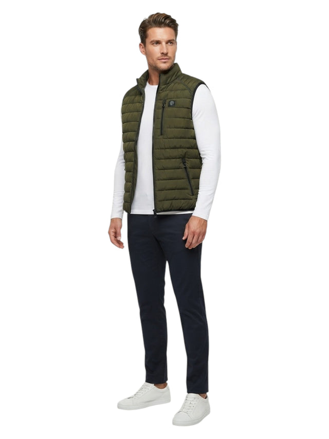 Image for Men's Plain Puffer Gilet,Olive Green