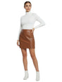 Image for Women's Plain Leather Skirt,Camel Brown
