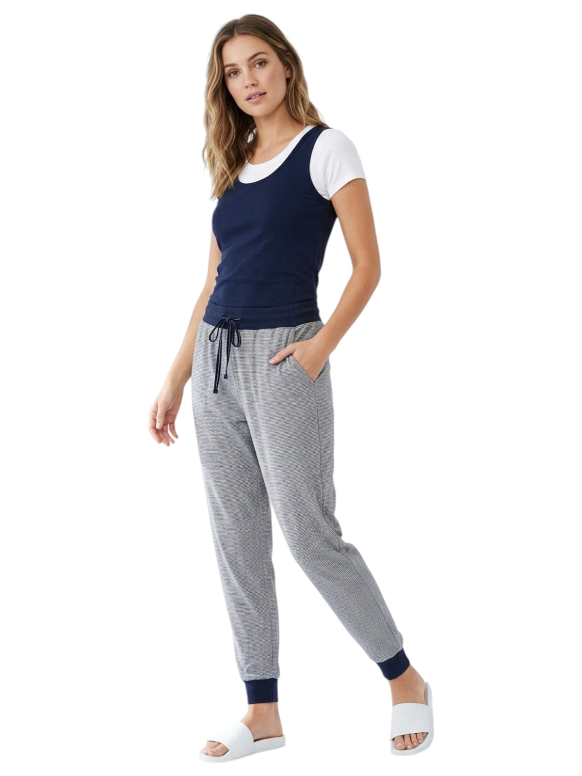 Image for Women's Striped Sleepwear Pants,Navy/White