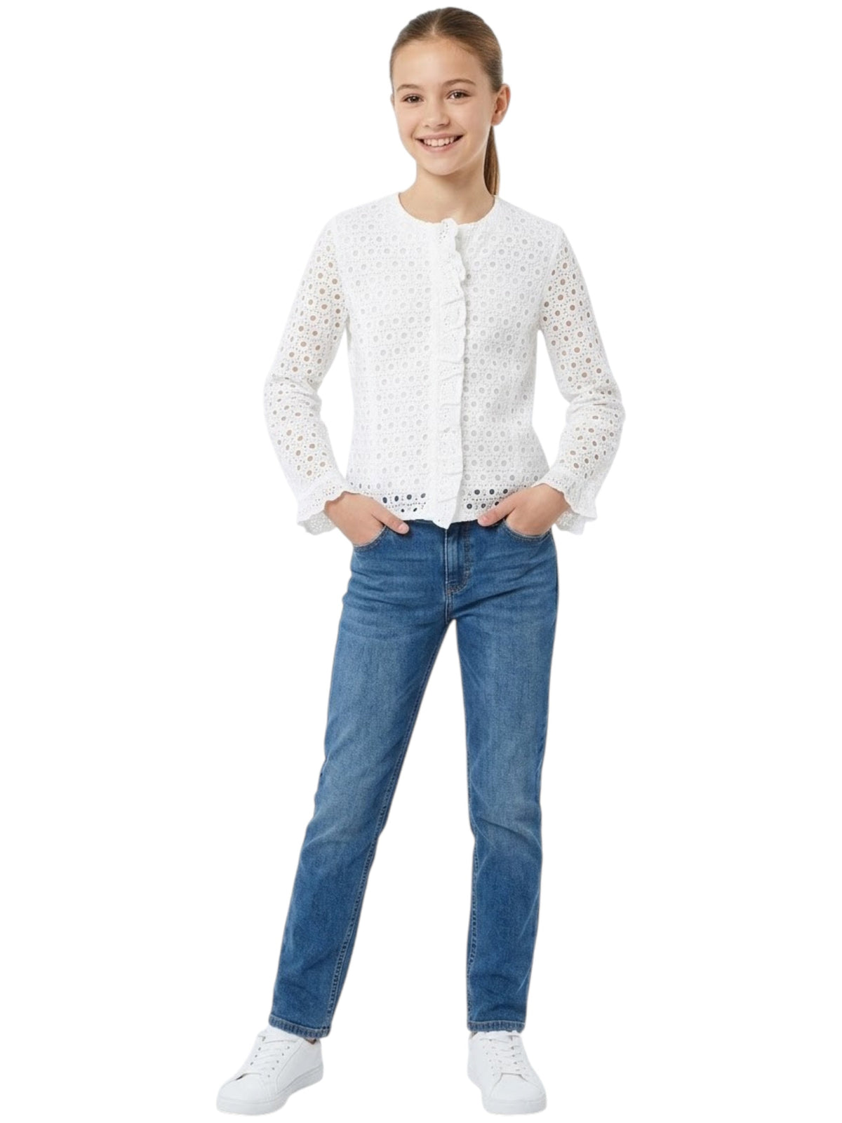 Image for Kids Girl Embroidered Jacket,White