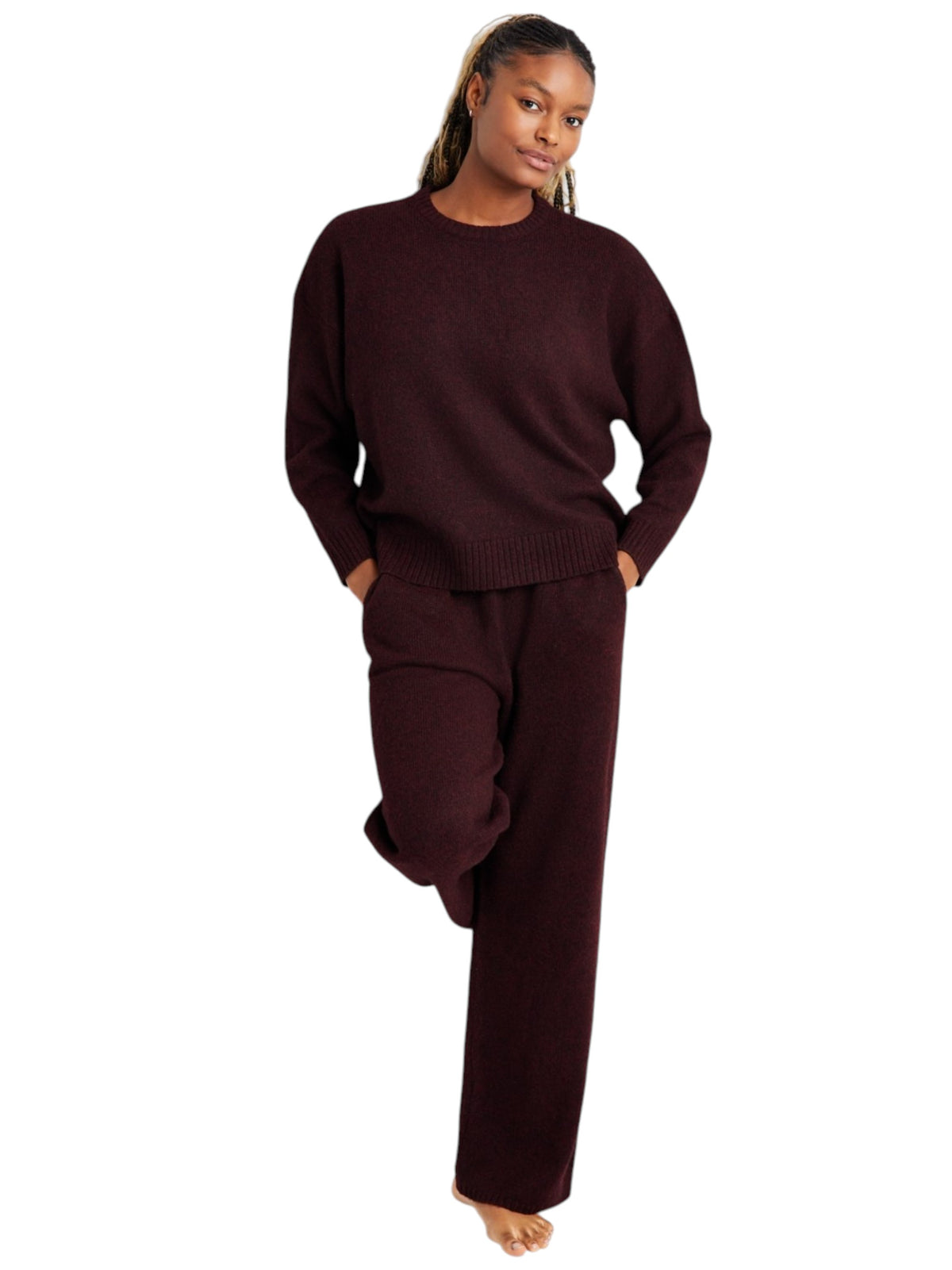 Image for Women's Ribbed 2 Pcs Set,Dark Purple