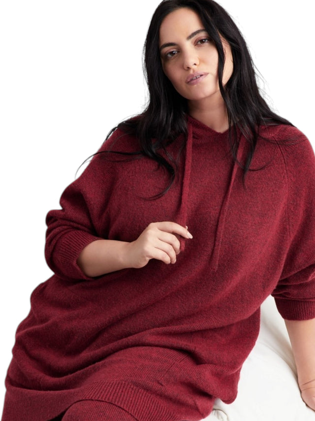 Image for Women's Ribbed Hoodie,Burgundy