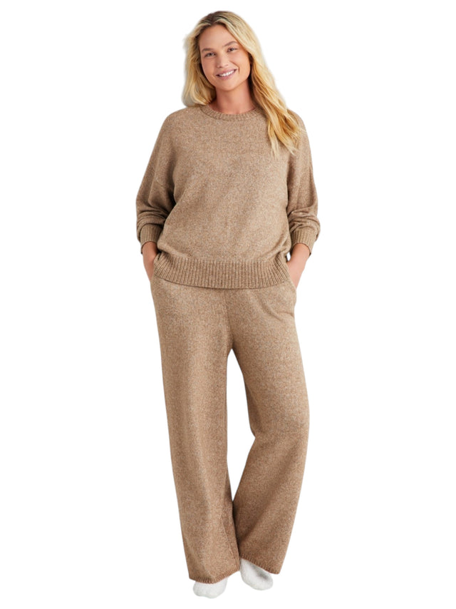 Image for Women's Ribbed 2 Pcs Set,Beige