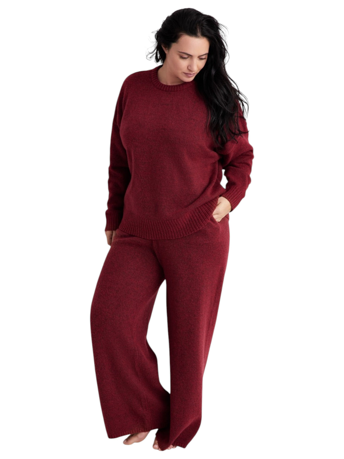 Image for Women's Ribbed 2 Pcs Set,Burgundy