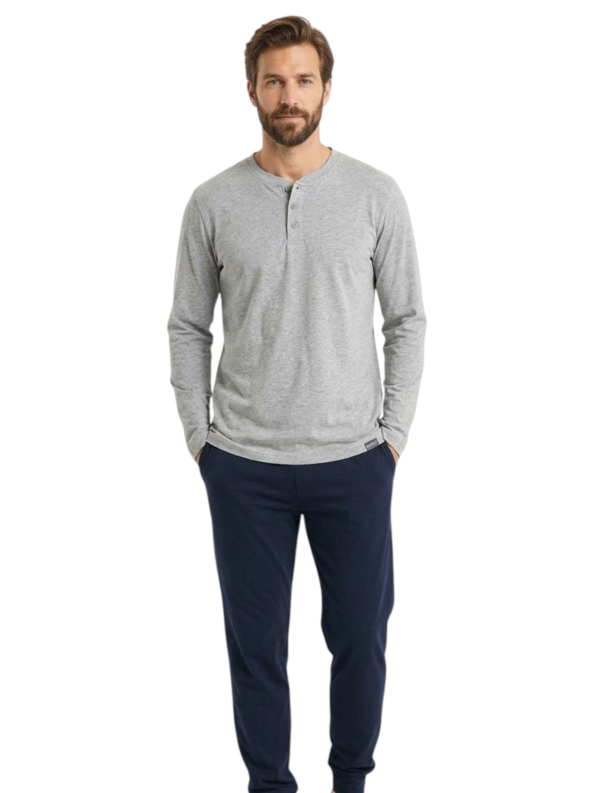 Image for Men's Plain Sleepwear Set,Navy/Grey