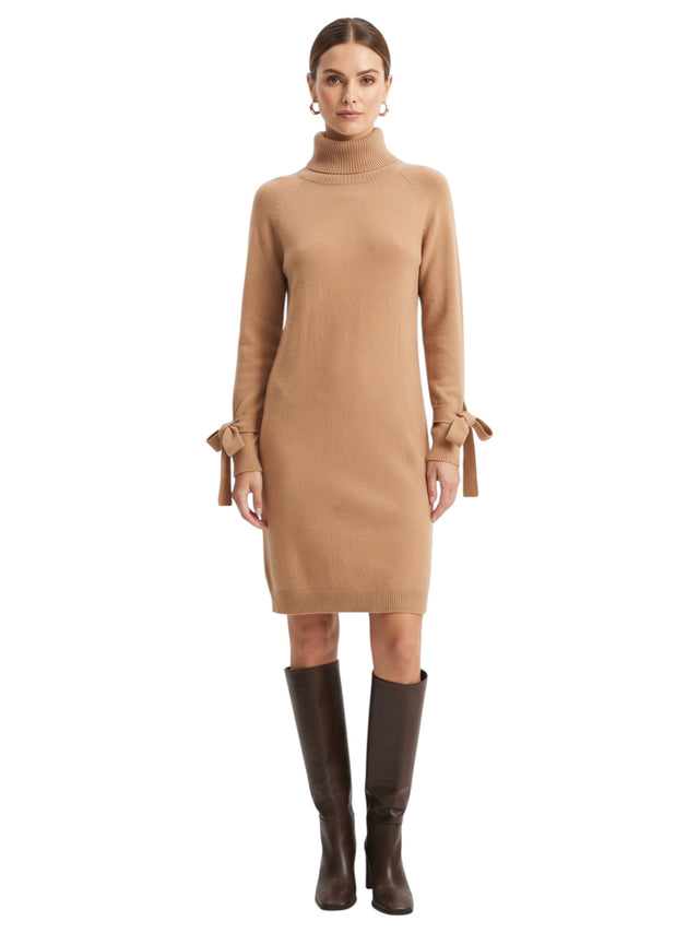 Image for Women's Plain Knitted Dress,Camel Brown