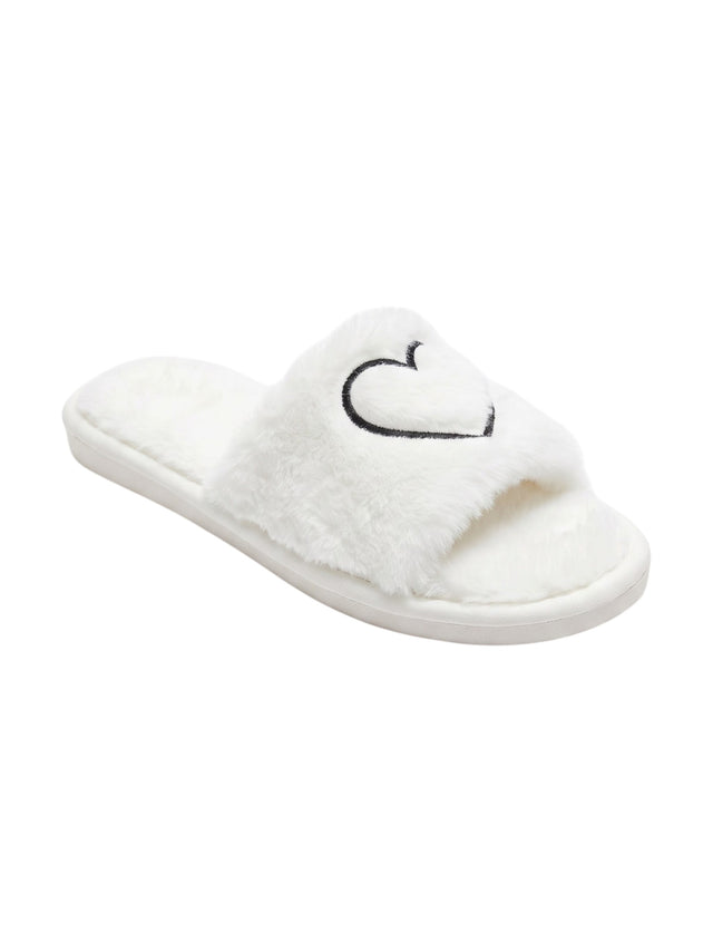 Image for Women's Printed Faux Fur Slippers,White