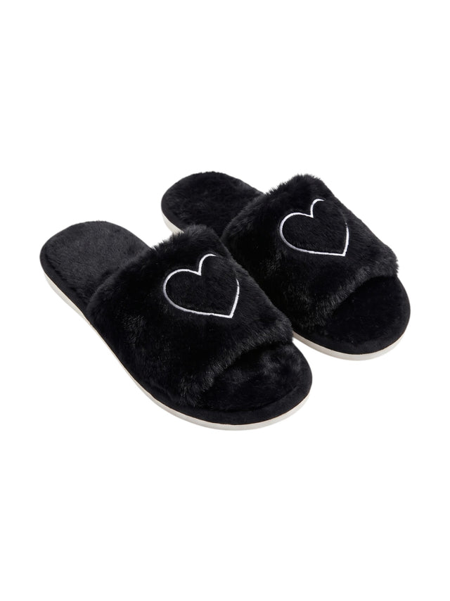 Image for Women's Printed Faux Fur Slippers,Black
