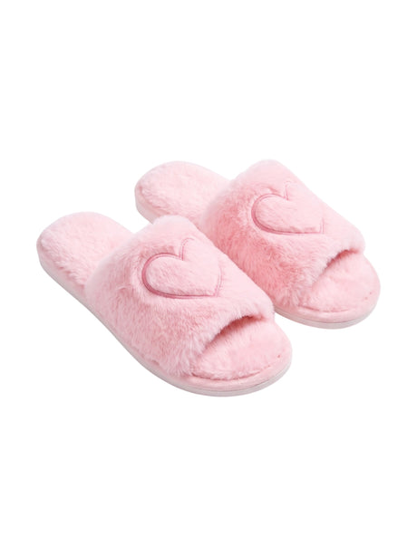 Image for Women's Printed Faux Fur Slippers,Pink