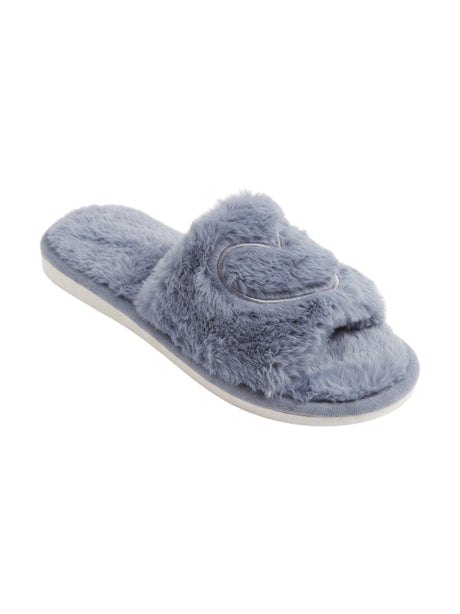 Image for Women's Printed Faux Fur Slippers,Blue