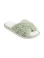 Image for Women's Plain Crossed Faux Fur Slippers,Light Green