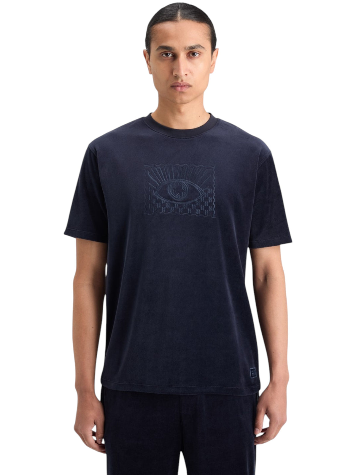 Image for Men's Printed Velour Top,Navy Blue