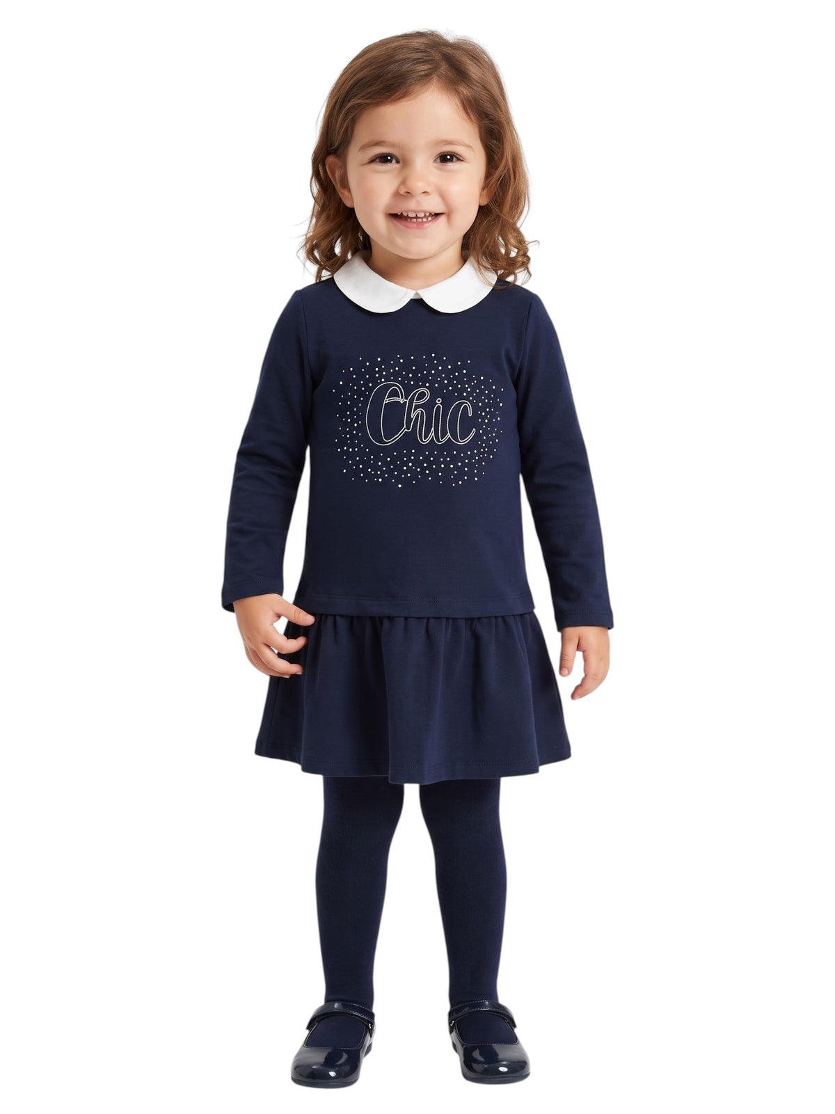 Image for Kids Girl Printed Dress,Navy Blue