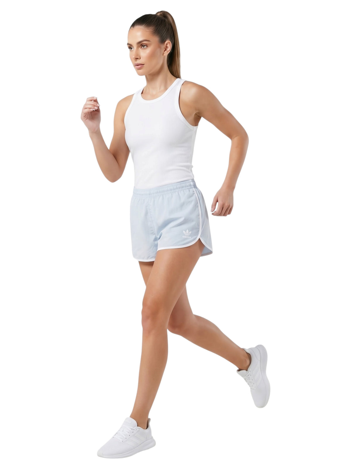 Image for Women's Brand Logo Printed Shorts,Light Blue