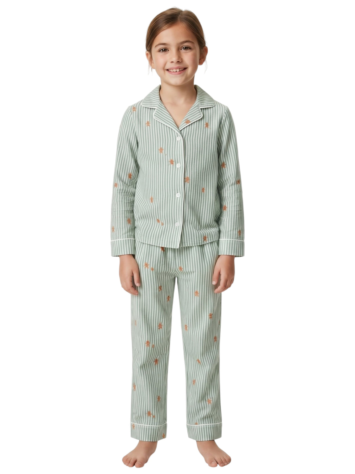 Image for Kids Girl Striped Sleepwear Set,Green