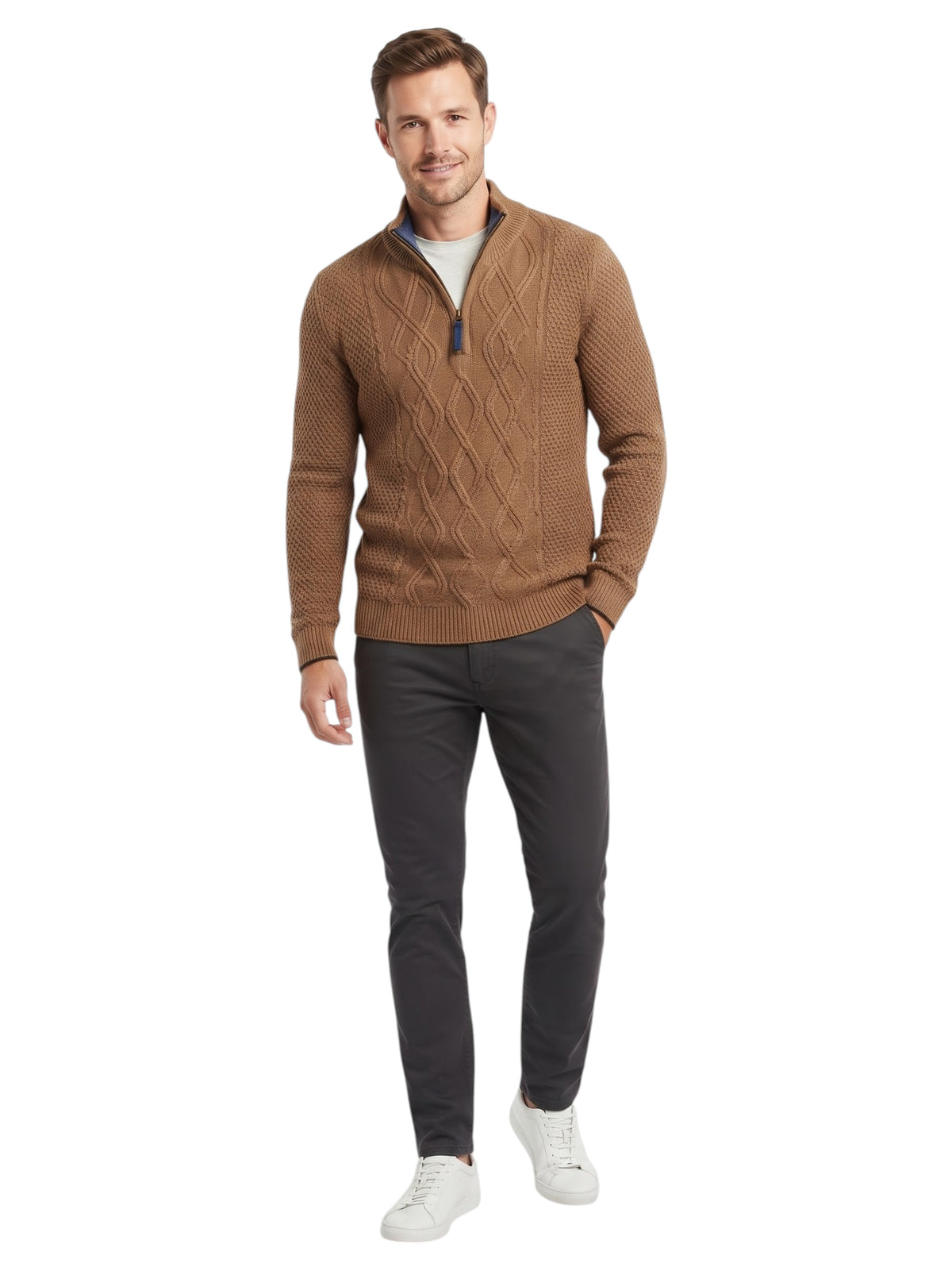 Image for Men's Ribbed Top,Light Browm