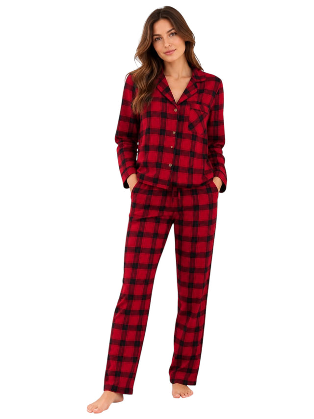 Image for Women's Plaid Sleepwear Set,Red