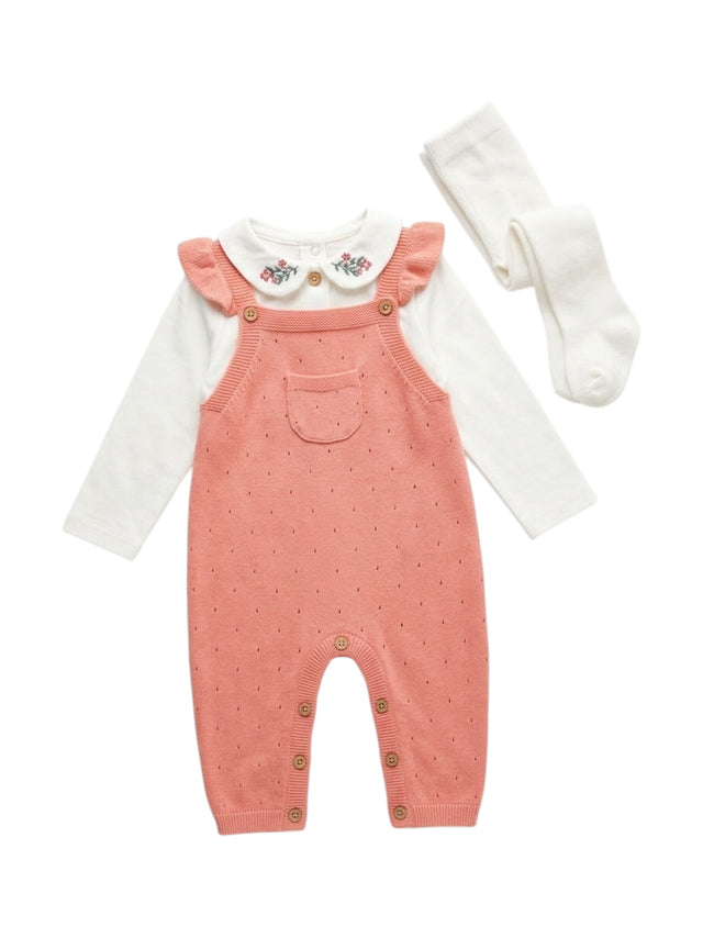 Image for Kids Girl Printed Knit 3 Pcs Set Jumpsuit,Pink/White