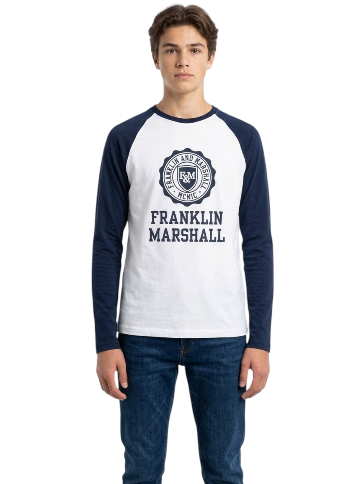Image for Kids Boy Printed Top,White/Navy Blue