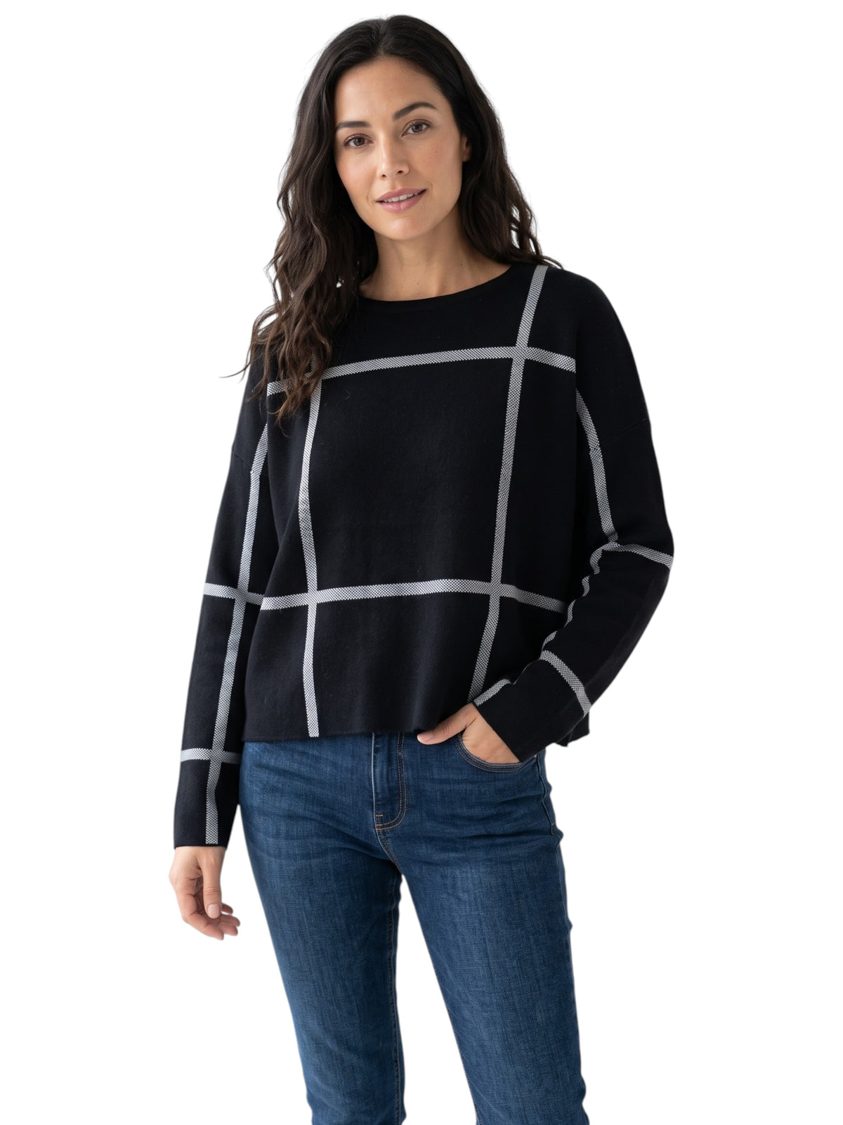 Image for Women's Plaid Top,Black