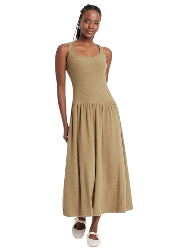 Image for Women's Ribbed Dress,Beige