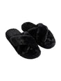 Image for Women's Plain Crossed Faux Fur Slippers,Black