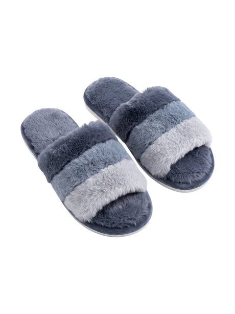 Image for Women's Plain Faux Fur Slippers,Blue