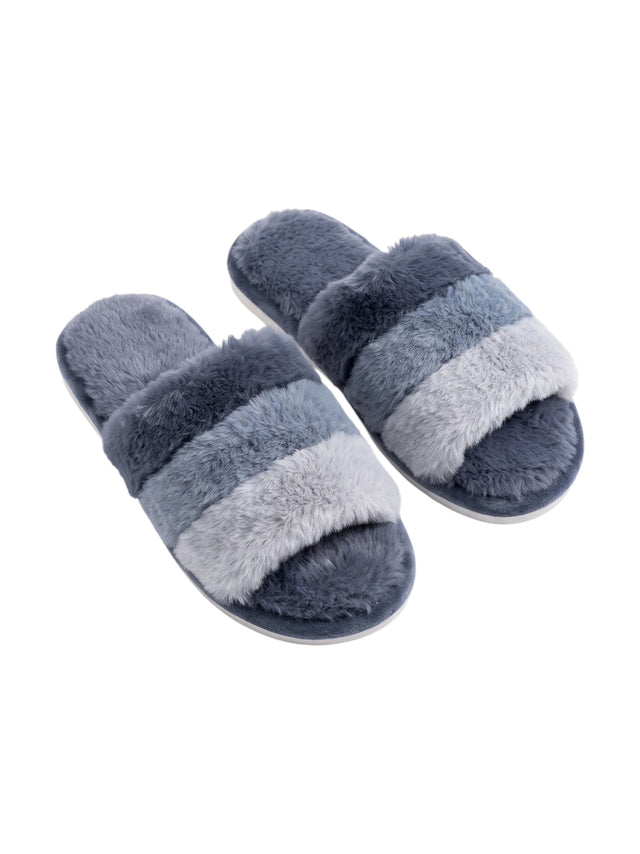 Image for Women's Plain Faux Fur Slippers,Blue