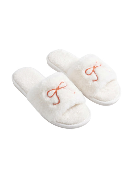 Image for Women's Printed Faux Fur Slippers,White