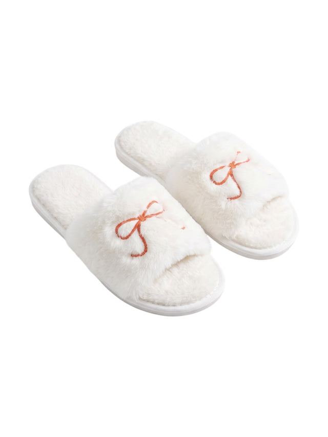 Image for Women's Printed Faux Fur Slippers,White