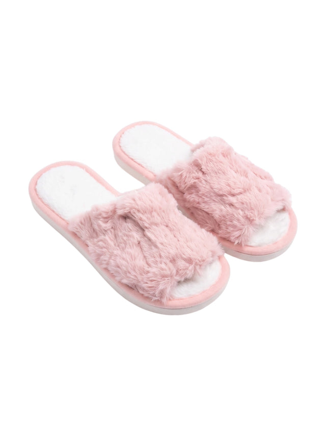 Image for Women's Plain Faux Fur Slippers,Pink