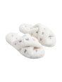Image for Women's Printed Crossed Faux Fur Slippers,White