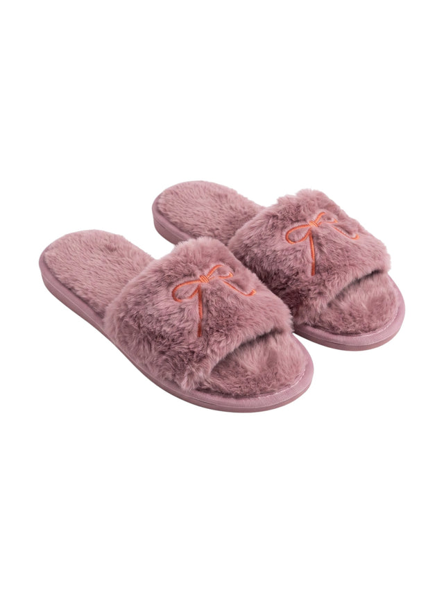 Image for Women's Printed Faux Fur Slippers,Purple