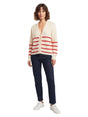 Image for Women's Striped Cardigan,Off White/Red