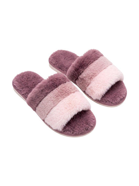 Image for Women's Plain Faux Fur Slippers,Purple