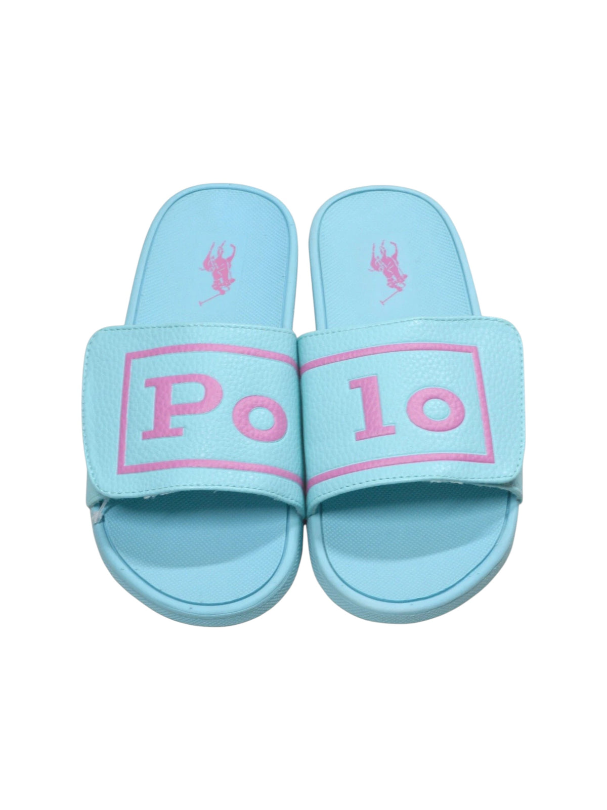 Kids Girl's Logo Patched Slippers,Turquoise