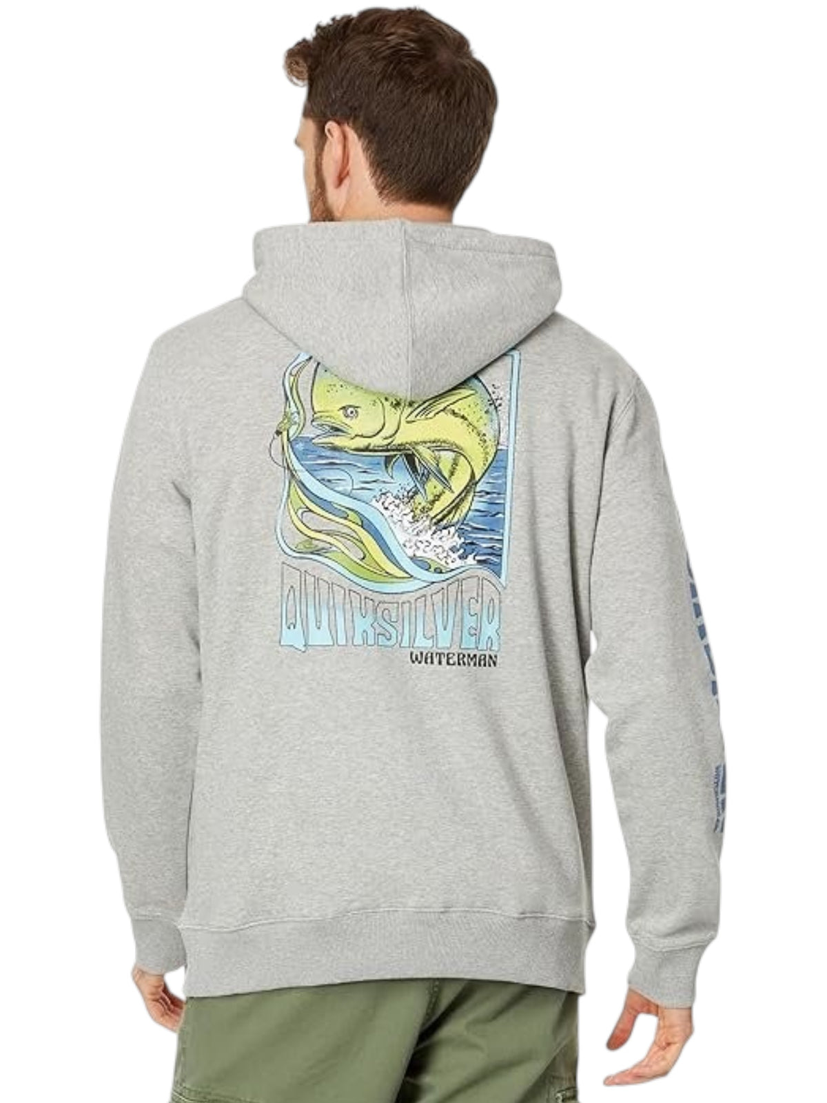 Men's Printed Back Hoodies,Grey
