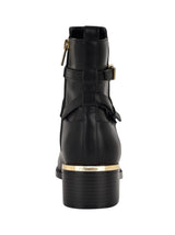 Women's Plain Leather Ankle Boots,Black