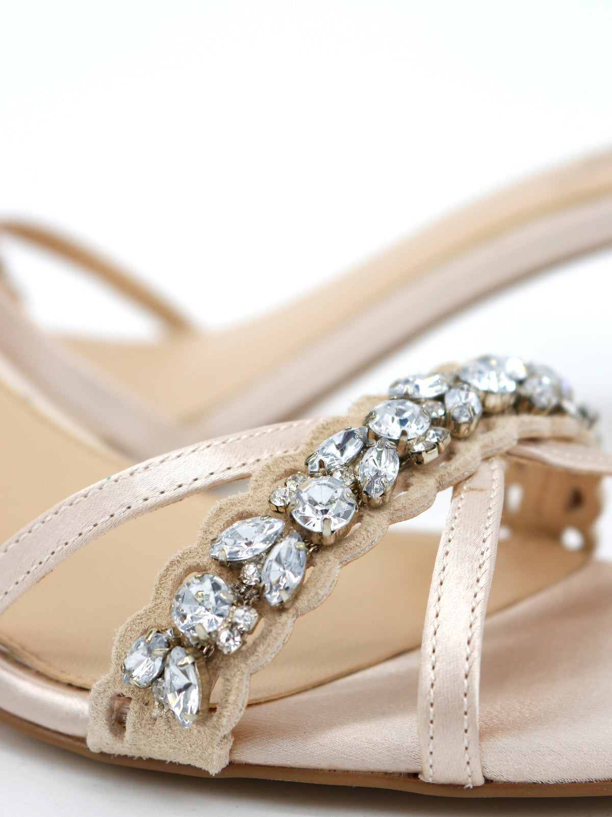 Women's Block Heel Sequined Sandals,Beige