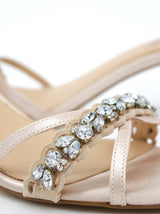 Women's Block Heel Sequined Sandals,Beige