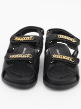 Women's Chain Trim Chunky Sandals,Black