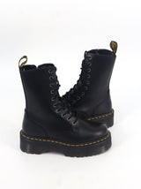 Women's Plain Leather Boots,Black