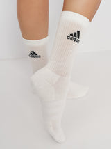 Women's 3 Pairs Cushioned Crew Socks,White