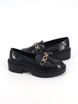 Women's Textured Leather Slip On Shoes,Black