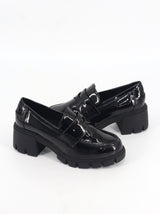 Women's Patent Leather Slip On Shoes,Black