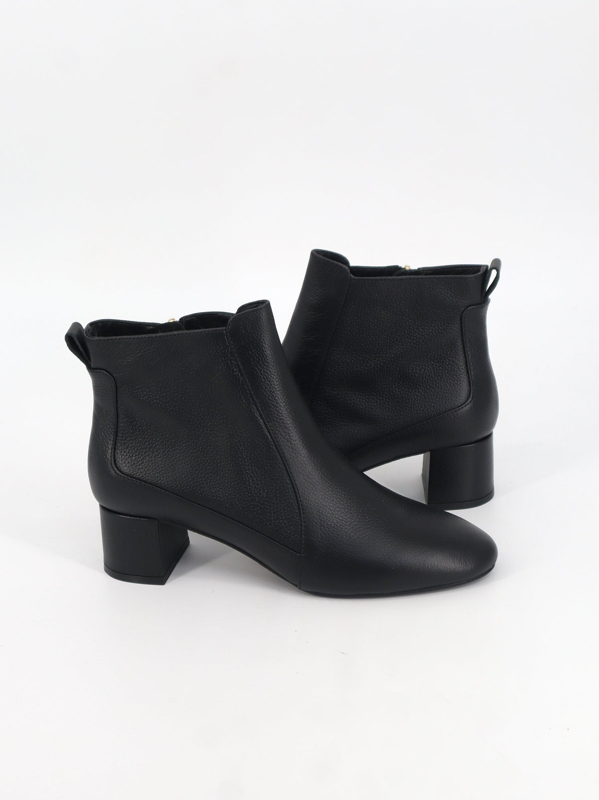 Women's Plain Leather Ankle Boots,Black