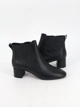 Women's Plain Leather Ankle Boots,Black