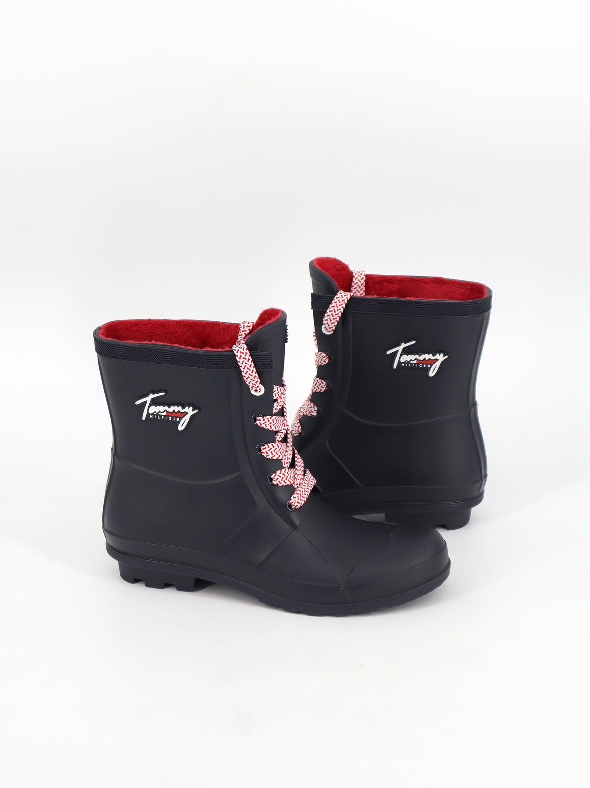 Women's Brand Logo Patched Rain Ankle Boots,Navy