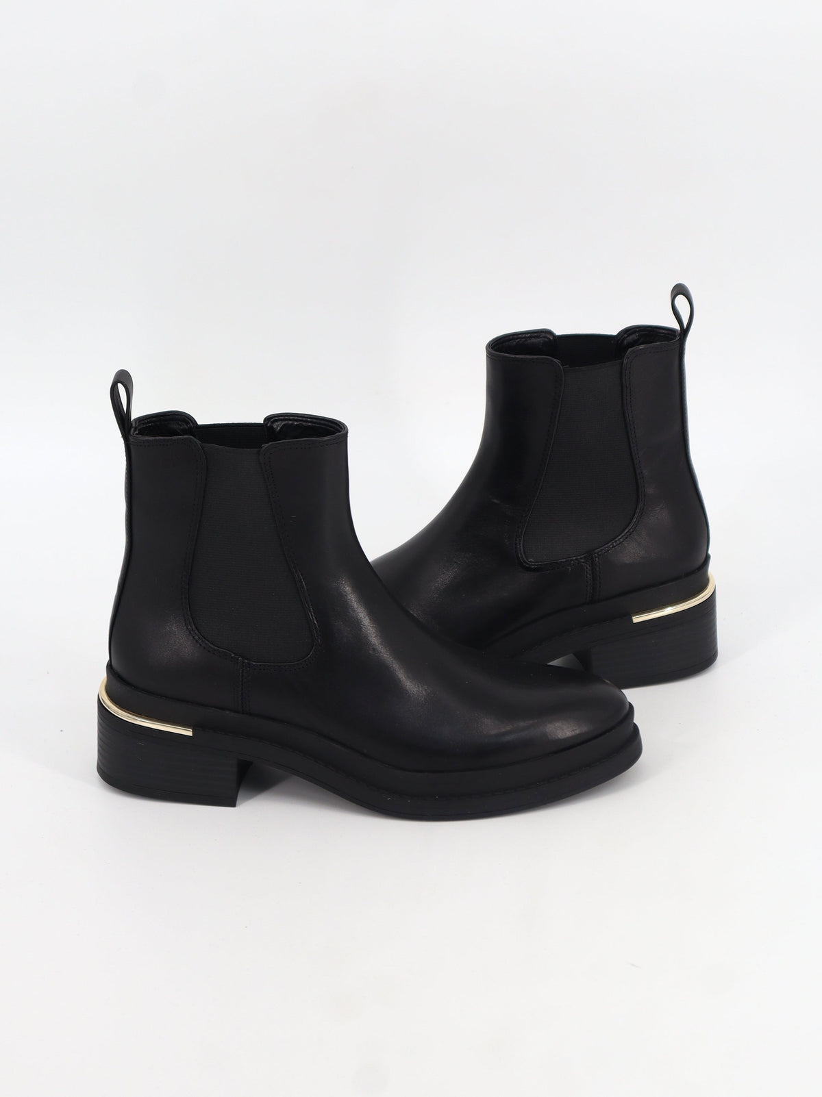 Women's Plain Leather Ankle Boots,Black